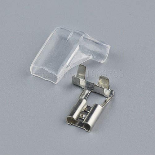 Davitu 100Sets 4.8mm Female RA Flag Spade Tin Plated Terminal Connector + Insulate Case