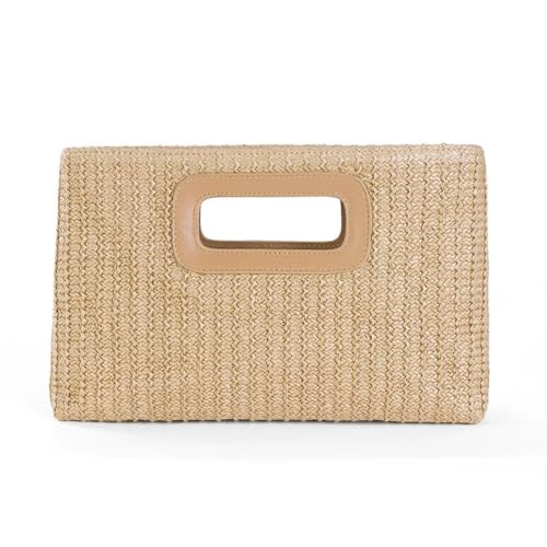 Chic Straw Clutch Purses for Women Shoulder Crossbody Purse with Gold Chain,Woven Beach Raffia Handbag2