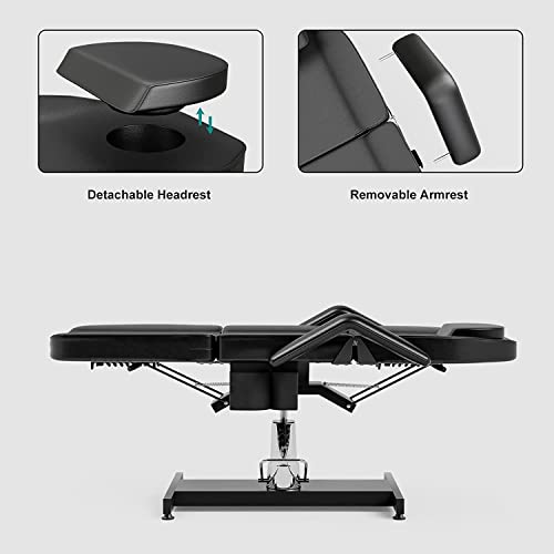 Okakopa Hydraulic Tattoo Chair, Height Adjustable Spa Beds For Esthetician Chair Hydraulic Tattoo Bed Facial Beds For Esthetician Table, W/Heavy Duty Pump (Black) #TOP5
