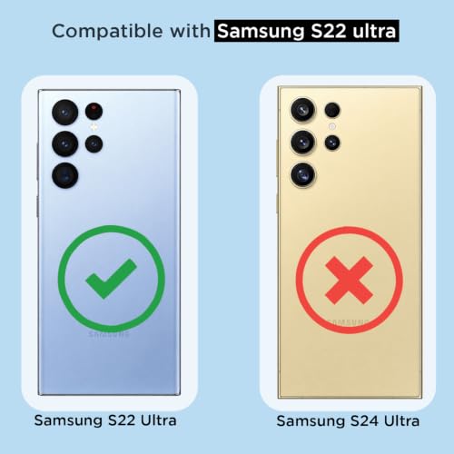 Image of Outlouders Back Cover for Samsung Galaxy S22 Ultra 5G Clear Transparent PC + TPU Bumper Case with Raised Edges for Shockproof Protection (Transparent)