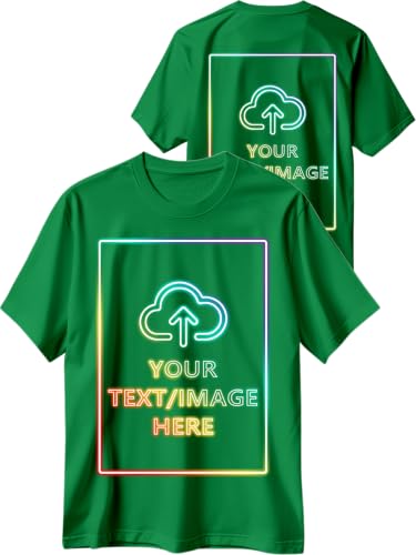 Custom T Shirts with Photo Logo Text Front Back Print Bulk Cotton Tee Green