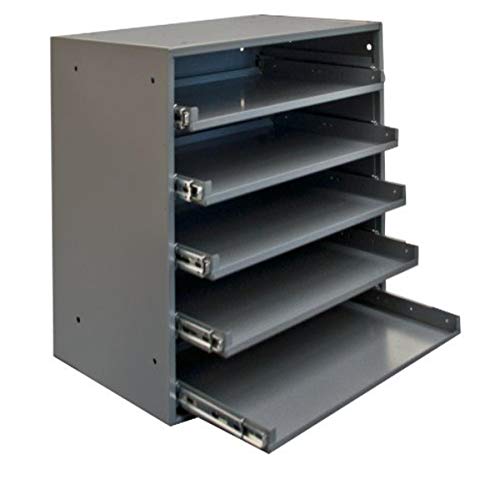 Durham 305B-95 Cold Rolled Steel Heavy Duty Triple Track Bearing Slide Rack FOR 5 Large Compartment Boxes, 375 lbs Capacity, 12-1/2" Length x 20-1/2" Width x 21" Height, Gray Powder Coated Finish. Slide Rack does not come with compartment boxes wh... #1