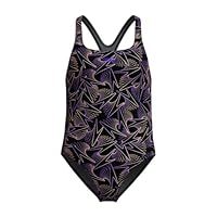 Speedo Mädchen Hyperboom Allover Medalist Badeanzug | Chlorbeständig | Schnelltrocknend Badeanzug, Bright Peach, 11-12