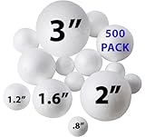 Bargain Paradise 500 Pack Ultimate Foam Balls Set – Large, Medium, Small Sizes - Round Craft Balls for School Projects, Planet Building, Custom Ornaments - 5 Sizes .8’’, 1.2’’, 1.6’’, 2’’, 3' Inches