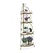 Relaxdays Scaffale Portafiori in Metallo, Fioriera ad Angolo con 4 Mensole Porta Piante, HLP: 113,5 x 31 x 31 cm, Dorato, Ferro, Oro, 1 pz