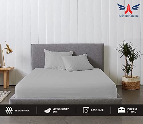 Image of Alberta King - 96 inchx96 inch Size Luxury 600 Thread-Count 100% Egyptian Long Staple Cotton Sheets Set Sheet Set Soft & Silky Sateen Weave 40 Inch Deep-Pockets - Alberta King, Light Grey