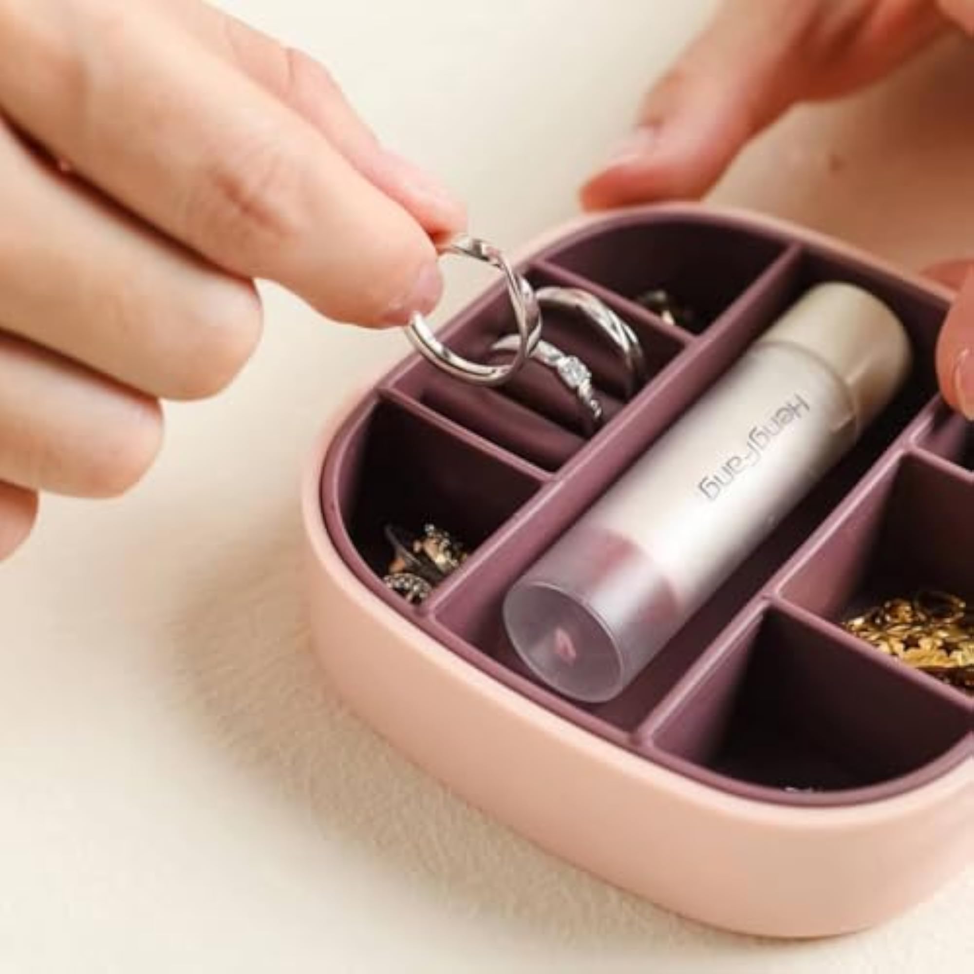 Travel Jewellery Organiser Box with Mirror, Multi-Compartment