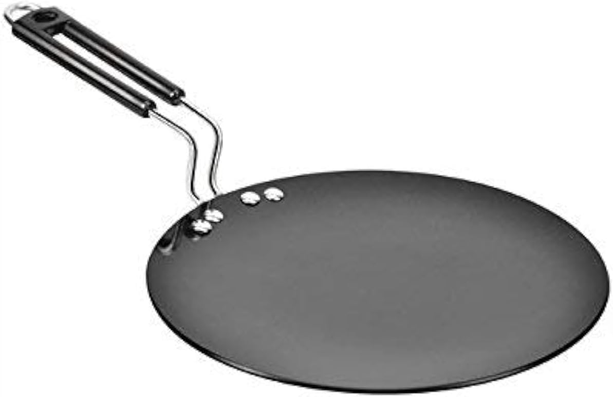 Photo 1 of Kitchen Premium Iron Tawa – Plastic Handle Heavy Duty Flat Pan for Roti, Chapati, Paratha & Dosa – Traditional Indian Cookware – The Berg Peak