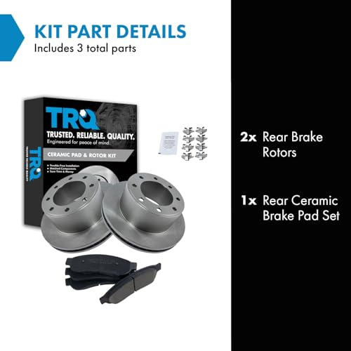 Image of TRQ Rear Brake Pad & Rotor Kit Ceramic Compatible with 2008-2012 Ford F-250 Super Duty F-350 Super Duty
