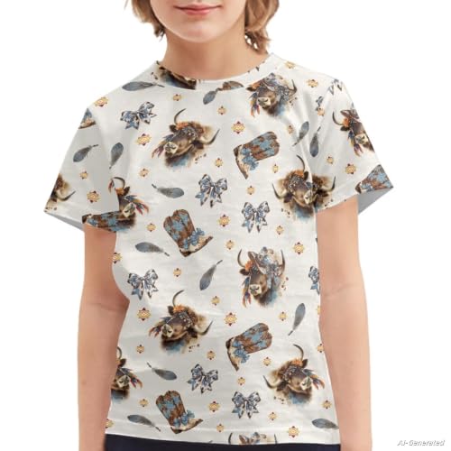 Image of Renewold Kids Novelty T-Shirt for Girls Boys Short Sleeve Crewneck Summer Tee Soft Breathable Graphic Shirt for Age 2-16