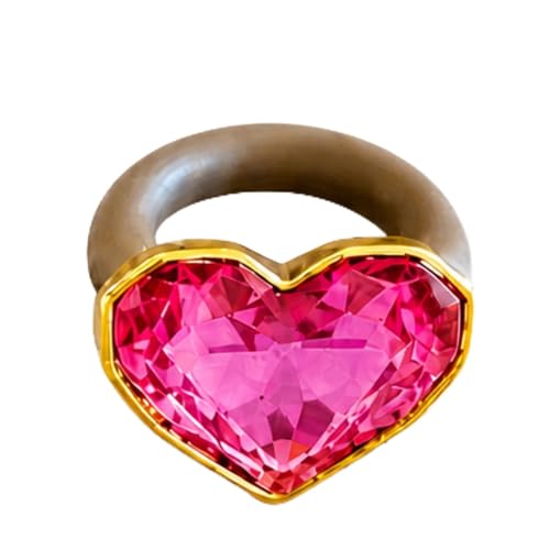 Bague de cocktail femme grande pierre ovale dorée motif cœur