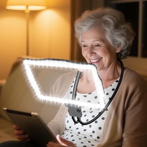 Large 10X Magnifying Glass with Light, Hands Free Magnifying Glas...