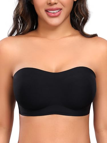 Gailife Smooth Strapless Bras for Women Non-Slip Wireless Bandeau Bra Padded Light Push Up Tube Top Bra