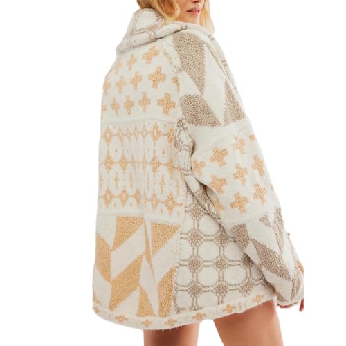 Image of Womens Knit Cardigan Sweater Button Down Oversized Sweaters Y2k Graphic Shawl Collar Fall Cardigans Coats