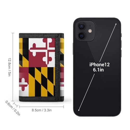 Black and White USA Maryland Flag Slim Trifold Wallets for Men with 8 Card Holders Keychain Purse Casual Money Clip, style-82