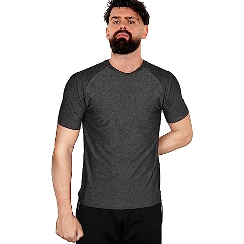 T-Shirt HNL Anti-Déformation pour Homme Col Rond Imprimé Anthracite M