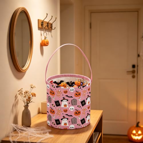 Image of ESSME Halloween Basket,Ghost Basket for Gifts Bins,Book Bins Empty.(Pink gohst)