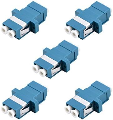 LC Fiber Optic Adapter - LC to LC Duplex Singlemode Coupler - 5 Pack - Blue