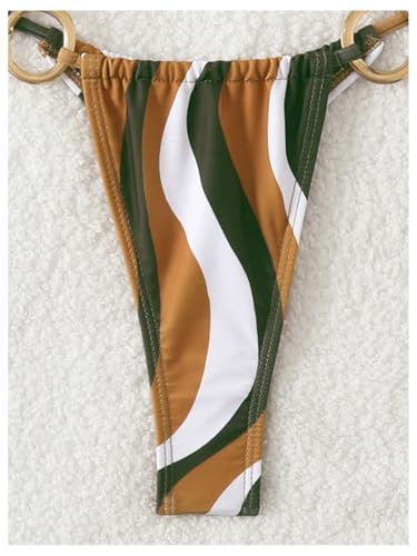 Verdusa Women's 2 Piece Striped String Bikini Set Halter Triangle Swimsuit Tie Side Bathing Suit4