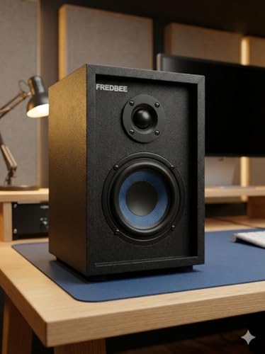 Image of P3.5 Passive Bookshelf Speakers, 2-Way Audio System, Blue Woofer Cone, Black and Grey, Pair
