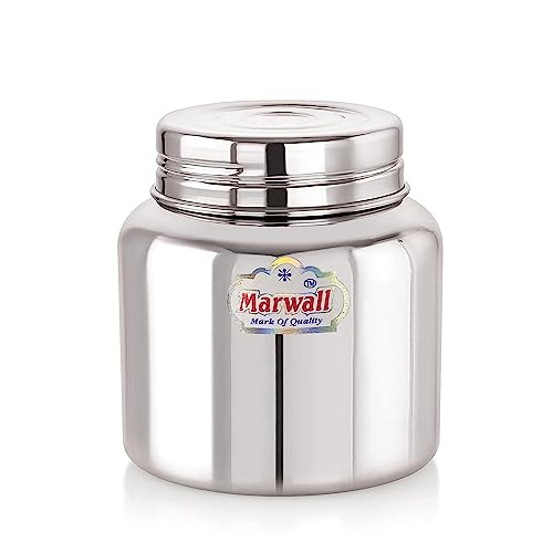Image of Stainless Steel Jar /Dabba /Canister for Kitchen Storage with Thread Style Fitting-500ml(Pack of 2)