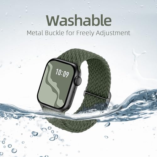 Image of 4 Pack Braided Stretchy Bands Compatible with Apple Watch 40mm 41mm 38mm 42mm 44mm 45mm 46mm 49mm Women Men, Breathable Nylon Elastic Daily Use Straps for iWatch Series 11 /10 9 8 7 6 5 4 3 SE /Ultra 2