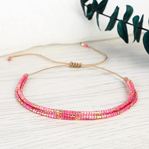 Image of KELITCH Adjustable Multi Strand Bracelets Colorful Miyuki Seed Beads Wrap Bracelets Bangle Women Jewelry