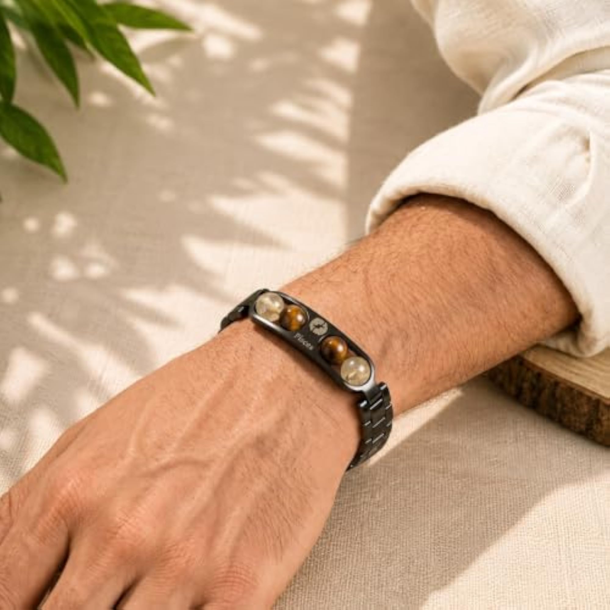 Pisces Zodiac Bracelet with Citrine and Tiger Eye Beads