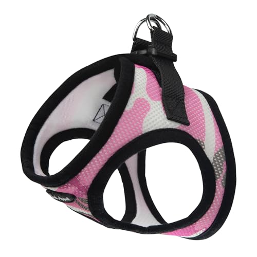 Bark Appeal Pink Camo Step-in Dog Harness for Small-Medium Pets – Updated Sizing, Re-Measuring is Essential – Soft Vest Harness – Anti-Choke with Adjustable Strap & Heavy Duty Clip – S
