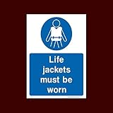 Umweltfreundlich Rettungsjacken Must Be Worn Schild-Aufkleber, selbstklebendes Vinyl (Ws37) – Kein Schwimmen, kein Tauchen, kein Segeln, tiefes Wasser, Essen und Trinken, rutschig