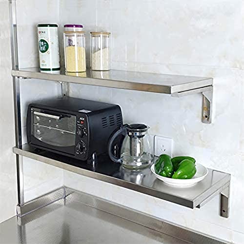 Table murale en acier inoxydable argent 23 cm | Support de rangement et table à manger - 8