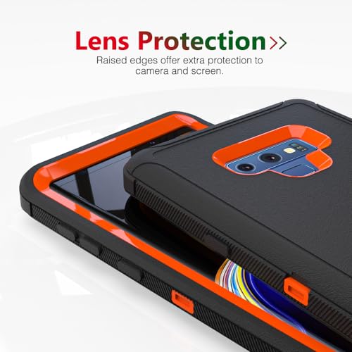 Image of Case for Galaxy Note 9, Heavy-Duty Tough Rugged Shockproof Drop Protective Cover Cases for Samsung Galaxy Note 9, Black+Orange