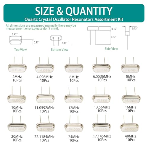 image for Raogoodcx 150Pcs 15Value Crystal Oscillator Resonators Assortment Kit 