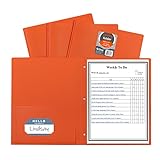 C-Line Two-Pocket Heavyweight Poly Portfolio with Prongs, For Letter Size Papers, Includes Business Card Slot, 1 Case of 25 Portfolios, Orange (33962-25)