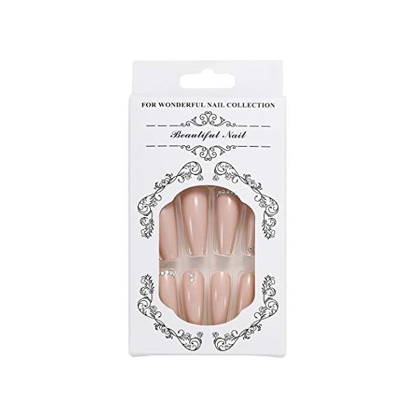 Brishow Lange Künstliche Nägel Crystal Press on Nails Nude Falsche Nägel Ballerina Acryl nägel zum aufkleben Full Cover… – Bild 4