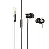 Hesperilyntis Wired Earbuds with Microphone, 3.5mm Jack in-Ear Headphones, Compact Lightweight Earbuds with Inline Mic for Smartphone, Laptop, Tablet, PC - Black, Single Pack