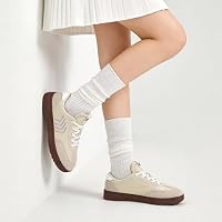 Diarilip Womens Fashion Sneakers Classic Retro Trainers Comfortable Lace Up Walking Shoes Beige — image 7