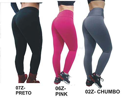 Bermuda Ciclista Suplex Liso Ou Estampado Academia Cos Alto (PINK, GG)