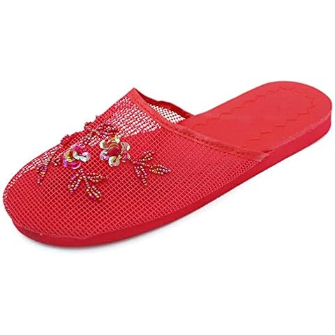 Cammie Women's Floral Beaded Mesh Slippers Cover
