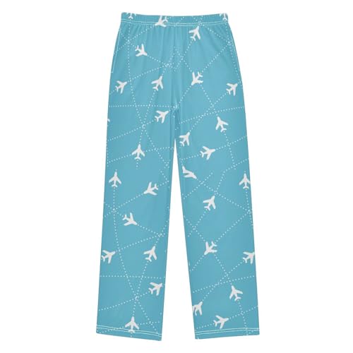 Boys' Pants Blue Airplane Line Long Bottoms Jogger Pants Elastic Waist Trousers with Pockets S-XL