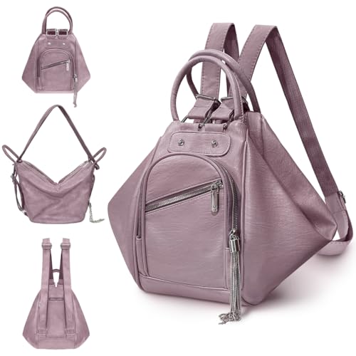 Image of Leather Backpack Purse for Women Anti-theft Casual Shoulder Bag Ladies PU Bookbag Convertible Backpack Tote Bags for Women Handbag with Card Holder for Work Hiking Daily Use