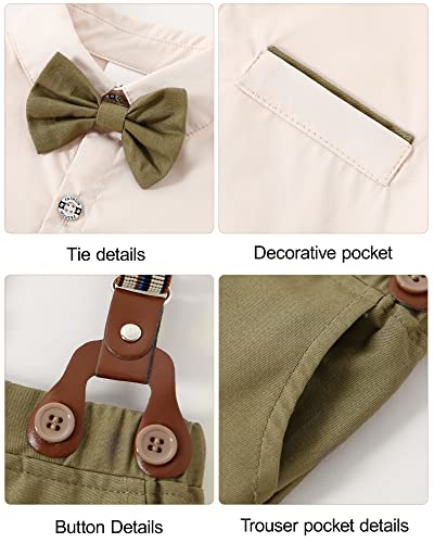 ZOEREA Toddler Baby Boy Suit Clothes Gentleman Wedding Outfits Long Sleeve Dress Shirt + Suspender Pants + Bowtie 1-5T4