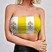 Women's Pattern Bandeau Top Yellow and White Stripe Design Strapless Crop Top