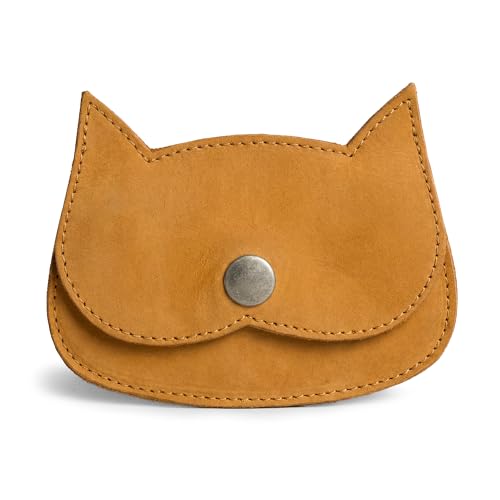 Image of Hide & Drink, Cat Shape Wallet Handmade from Full Grain Leather (Old Tobacco)