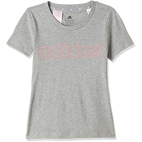 Camiseta adidas G Lin T para niña, gris medio y rojo ácido Cover