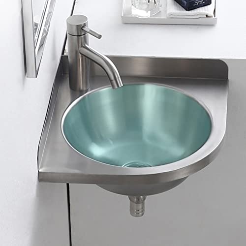Jianfei Corner Sink,Bar Sink Triangle Wash Basin,Stainless Corner Sink Mini Vanity Space Kitchen Sink Basin For Bathroom Public Places (Color : Silver, Size : A(32X32X45Cm)) #TOP2