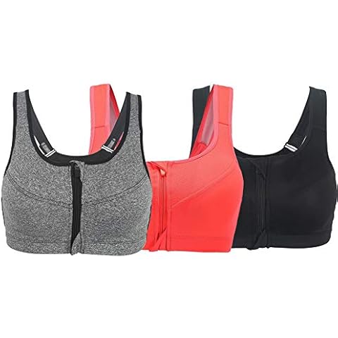 xcylive Plus Size Sports Bra Women Adjustable Strap and Removable Pad Tank Top Racerback Yoga Bra(3 Pack,L) Cover