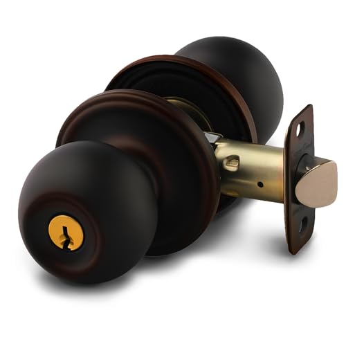 Copper Creek Entry Door Knob – Keyed Entry Handle with Lock and Key, ANSI Grade-3 Certified, DIY-Friendly Install for Interior and Exterior Entrance Doors – Tuscan Bronze (1 Pack)