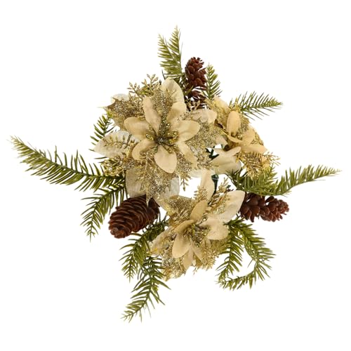 MUSISALY Mini Christmas Wreath Candle Elegant Festive Decoration for Pillar Candle Holders Reusable Accessory for Holiday Home Decor for Christmas and Family Gatherings