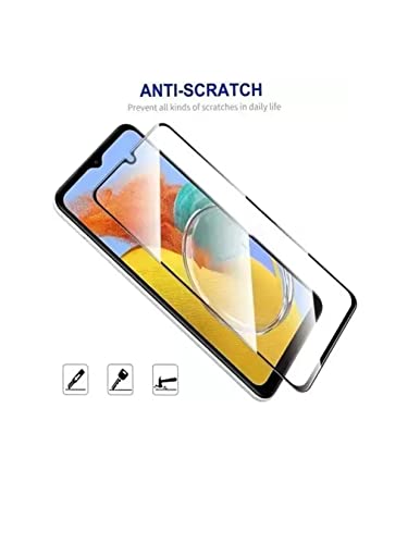 Image of ZARALA Tempered Glass Screen Protector Compatible for (Black) with Edge to Edge Coverage and Easy Installation kit (Samsung Galaxy M14 5G)